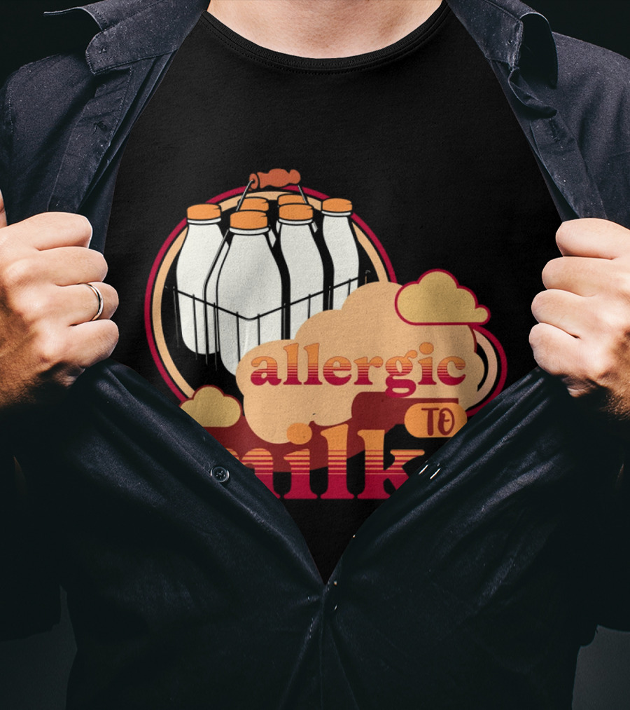 Allergic To Milk With Milk Bottles In T-Shirt
