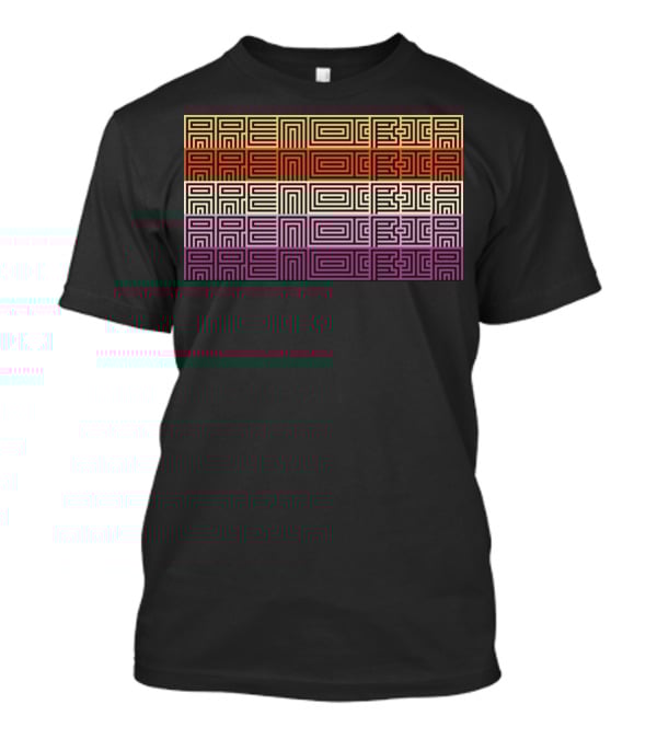 Arencibia Retro Geometric Pattern Text T-Shirt