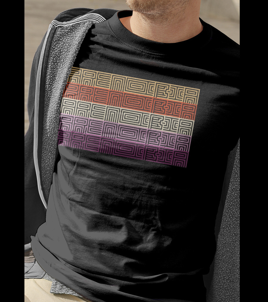 Arencibia Retro Geometric Pattern Text T-Shirt