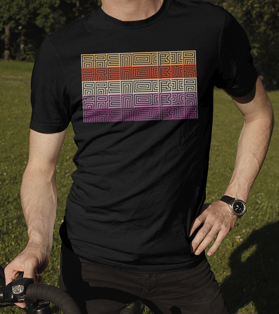 Arencibia Retro Geometric Pattern Text T-Shirt