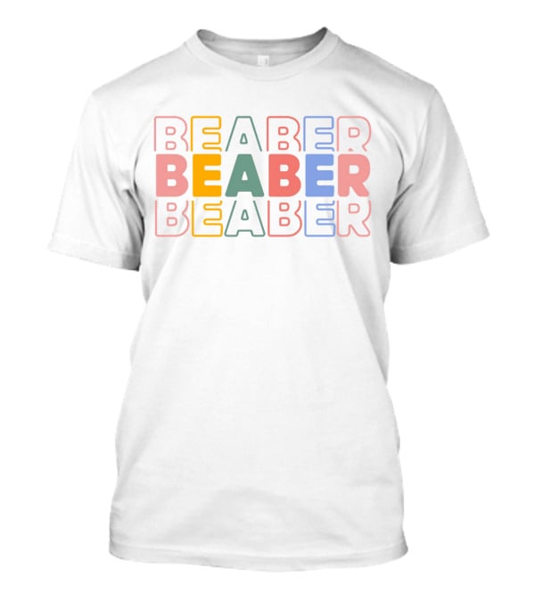 BEABER Multicolor Text Stacked Typography T-Shirt