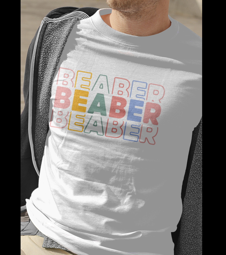 BEABER Multicolor Text Stacked Typography T-Shirt