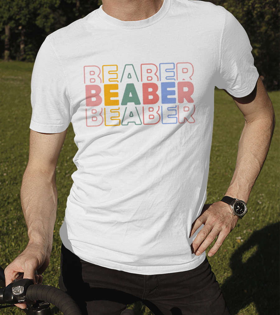 BEABER Multicolor Text Stacked Typography T-Shirt
