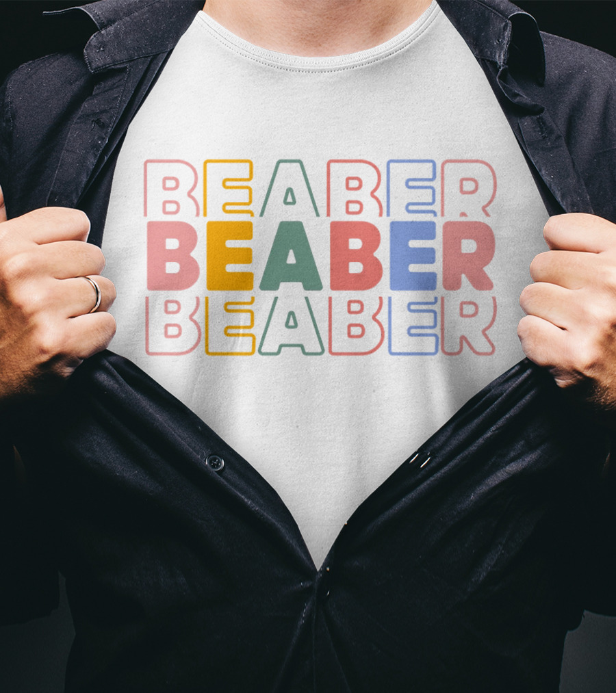 BEABER Multicolor Text Stacked Typography T-Shirt