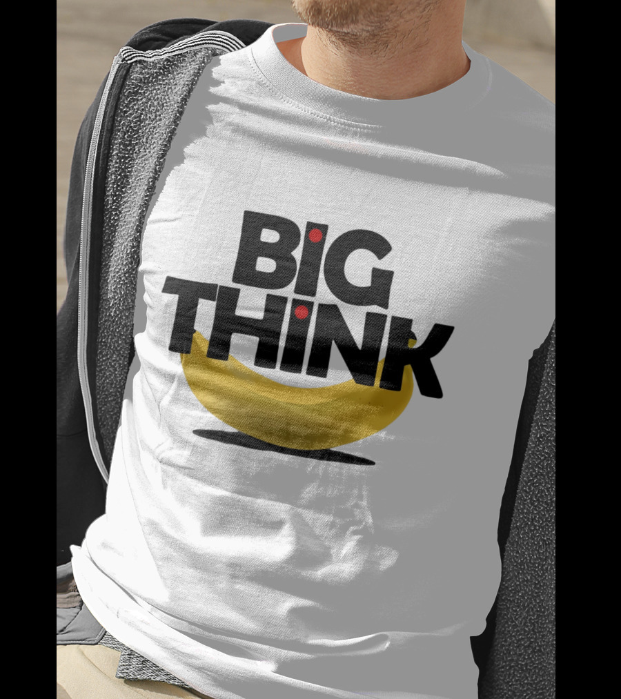 Big Think Black Text Yellow Banana Red Dots T-Shirt