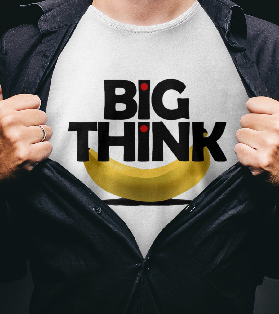 Big Think Black Text Yellow Banana Red Dots T-Shirt