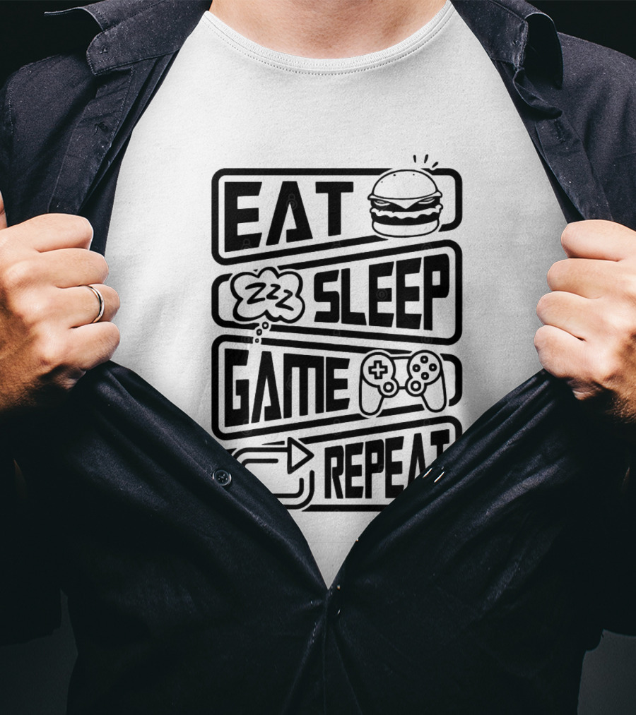 Eat Sleep Game Repeat Burger Controller Icons T-Shirt