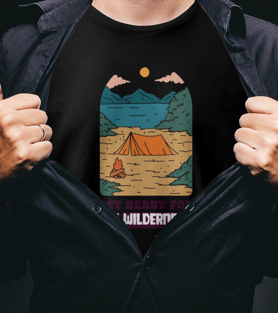 Get Ready For The Wilderness Camping Scene With Tent And Campfire T-Shirt