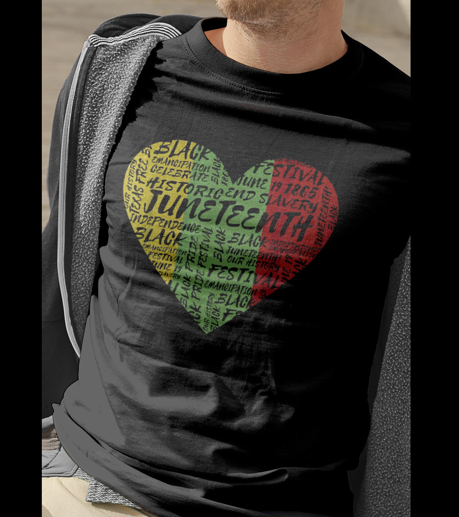 Juneteenth Heart Black Pride Emancipation Celebrate Independence 1865 Festival T-Shirt