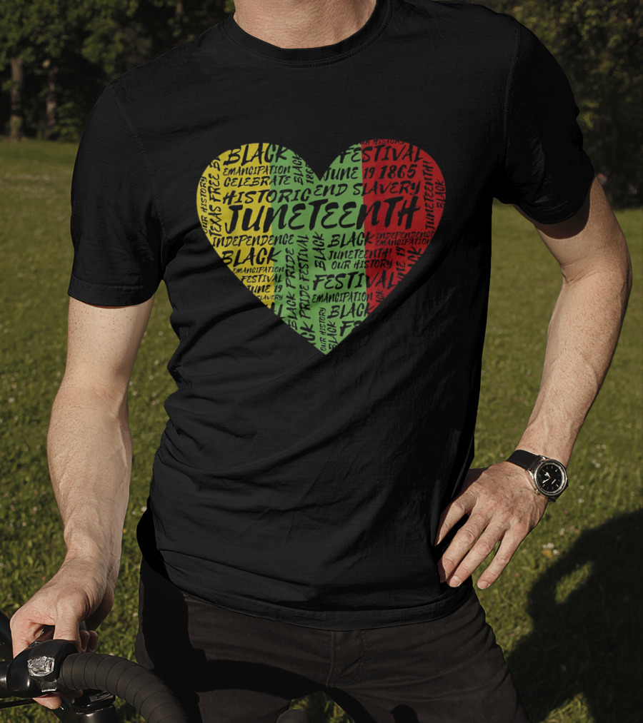 Juneteenth Heart Black Pride Emancipation Celebrate Independence 1865 Festival T-Shirt