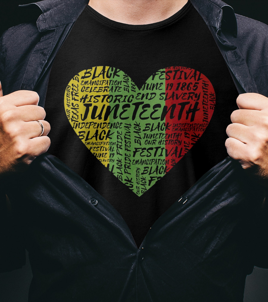 Juneteenth Heart Black Pride Emancipation Celebrate Independence 1865 Festival T-Shirt