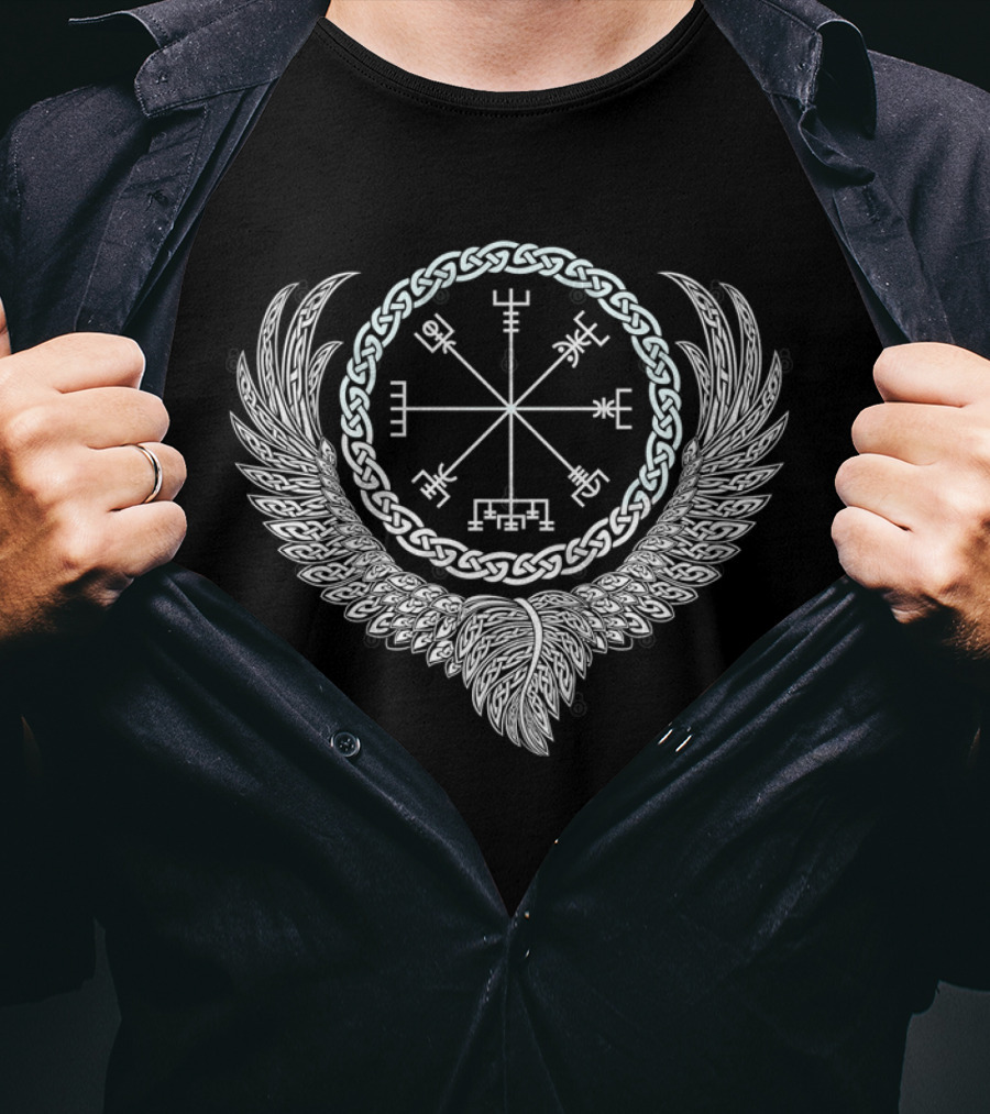 Celtic Raven's Wing Vegvisir Nordic T-Shirt