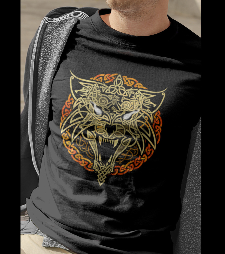 Wolf Fenrir Celtic Knotwork Intricate Symbolism T-Shirt