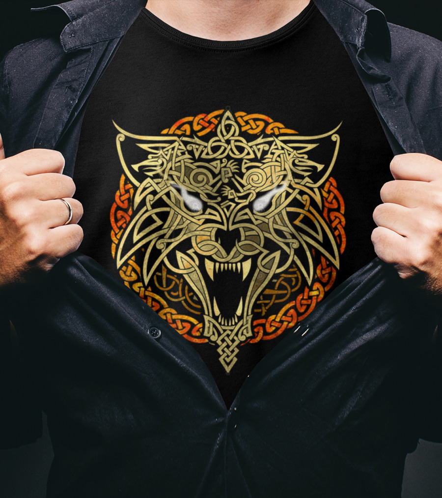 Wolf Fenrir Celtic Knotwork Intricate Symbolism T-Shirt