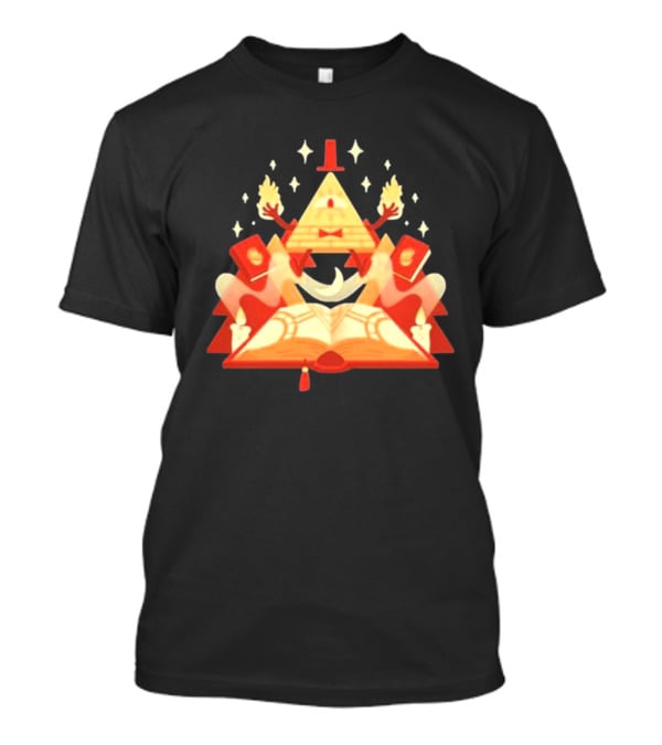 Bill Cipher Reding Book Gravity Falls Mystical Pyramid T-Shirt