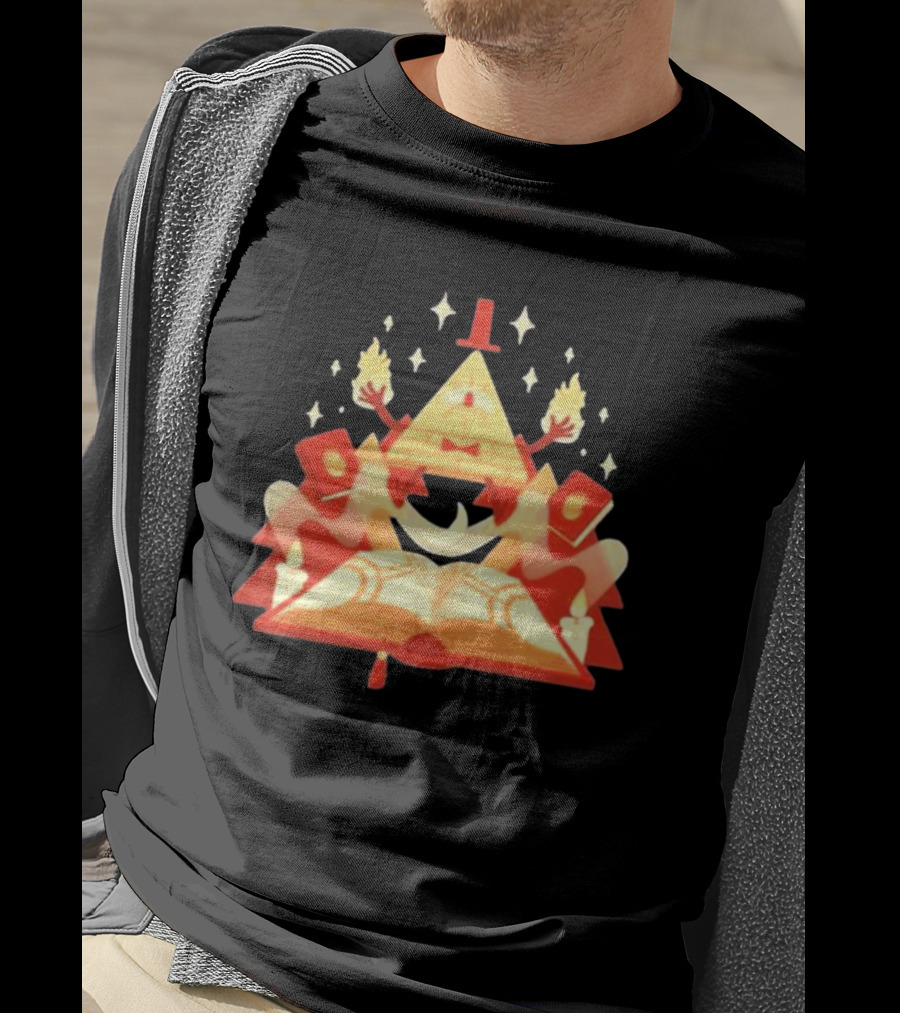 Bill Cipher Reding Book Gravity Falls Mystical Pyramid T-Shirt