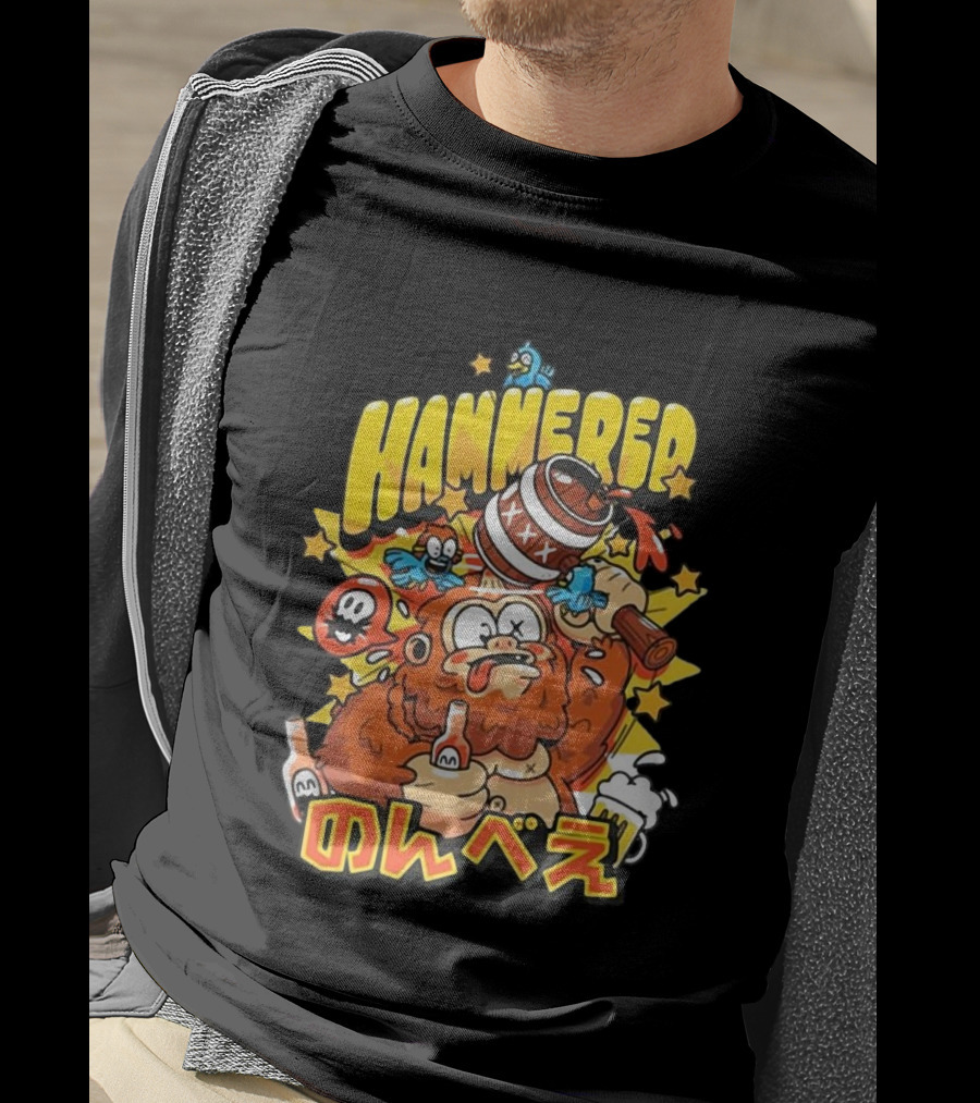 HAMMERED Cold Ones Merch Cartoon Character With Barrel And Birds T-Shirt