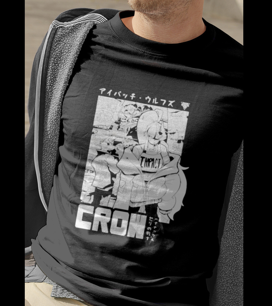 Crow Eyepatch Wolf Manga Style Impact Bad Edgy T-Shirt