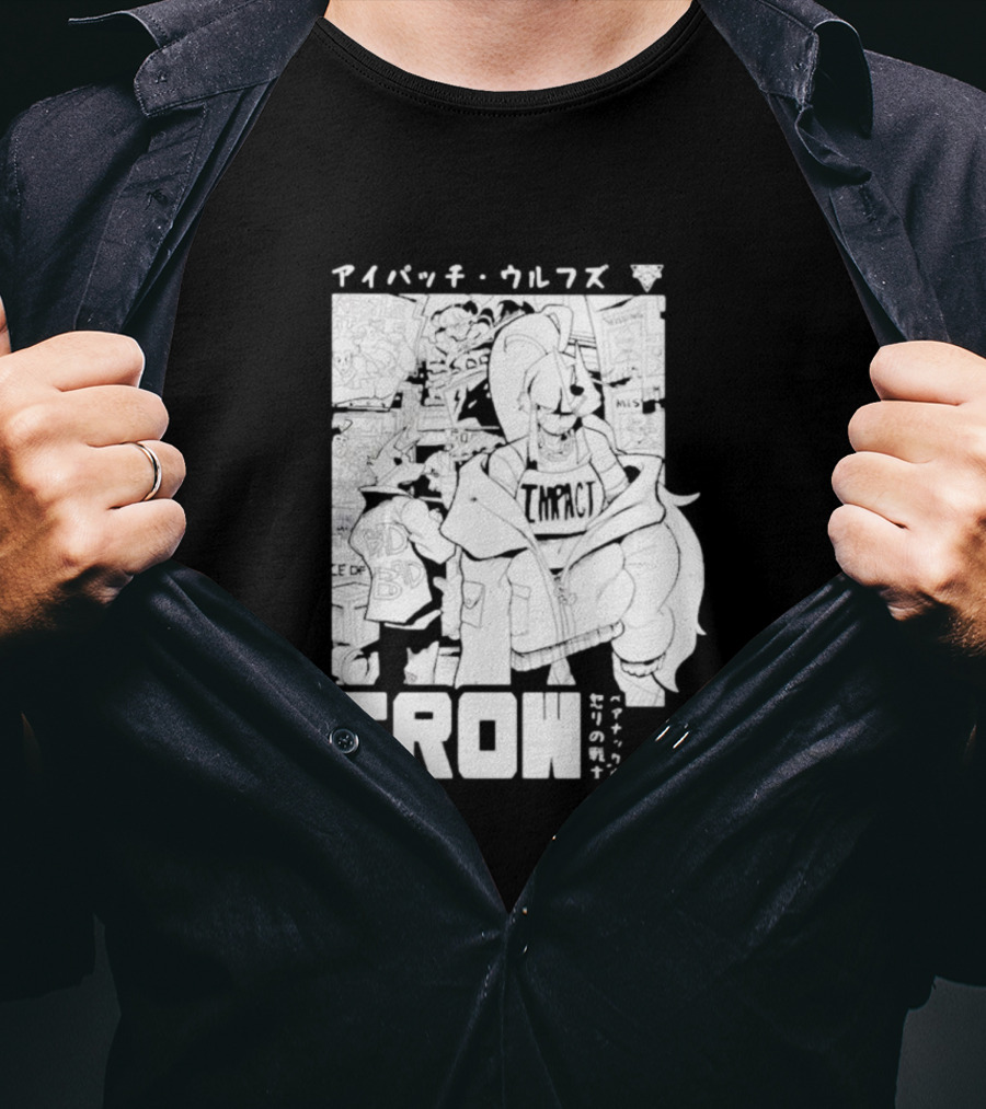 Crow Eyepatch Wolf Manga Style Impact Bad Edgy T-Shirt