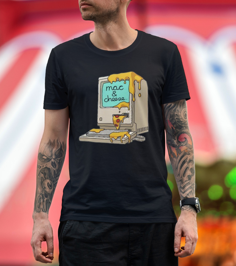 Retro Mac Dripping Cheese Pixels T-Shirt