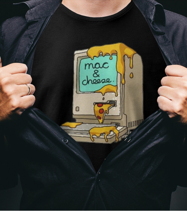 Retro Mac Dripping Cheese Pixels T-Shirt