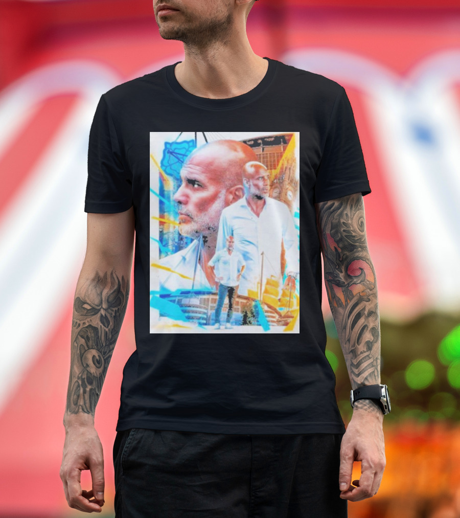 Josep Pep Guardiola New Football Bold Artful Portrait with Vibrant Urban Backdrop T-Shirt