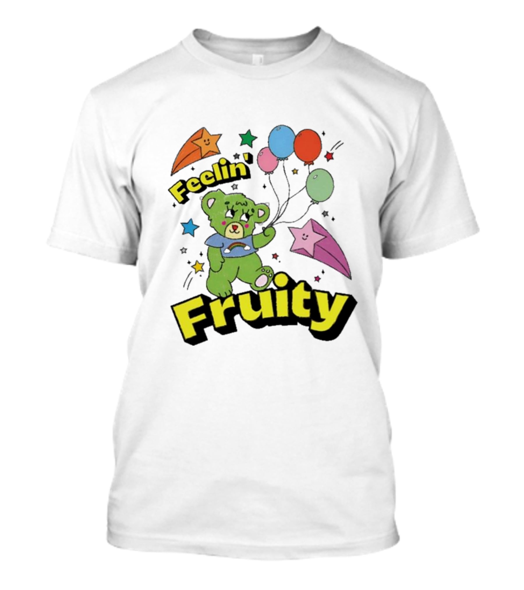 Smile Cult Store Feelin’ Fruity Bear With Balloons And Stars T-Shirt