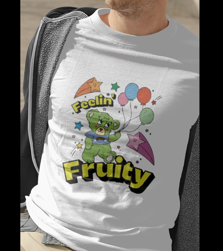 Smile Cult Store Feelin’ Fruity Bear With Balloons And Stars T-Shirt