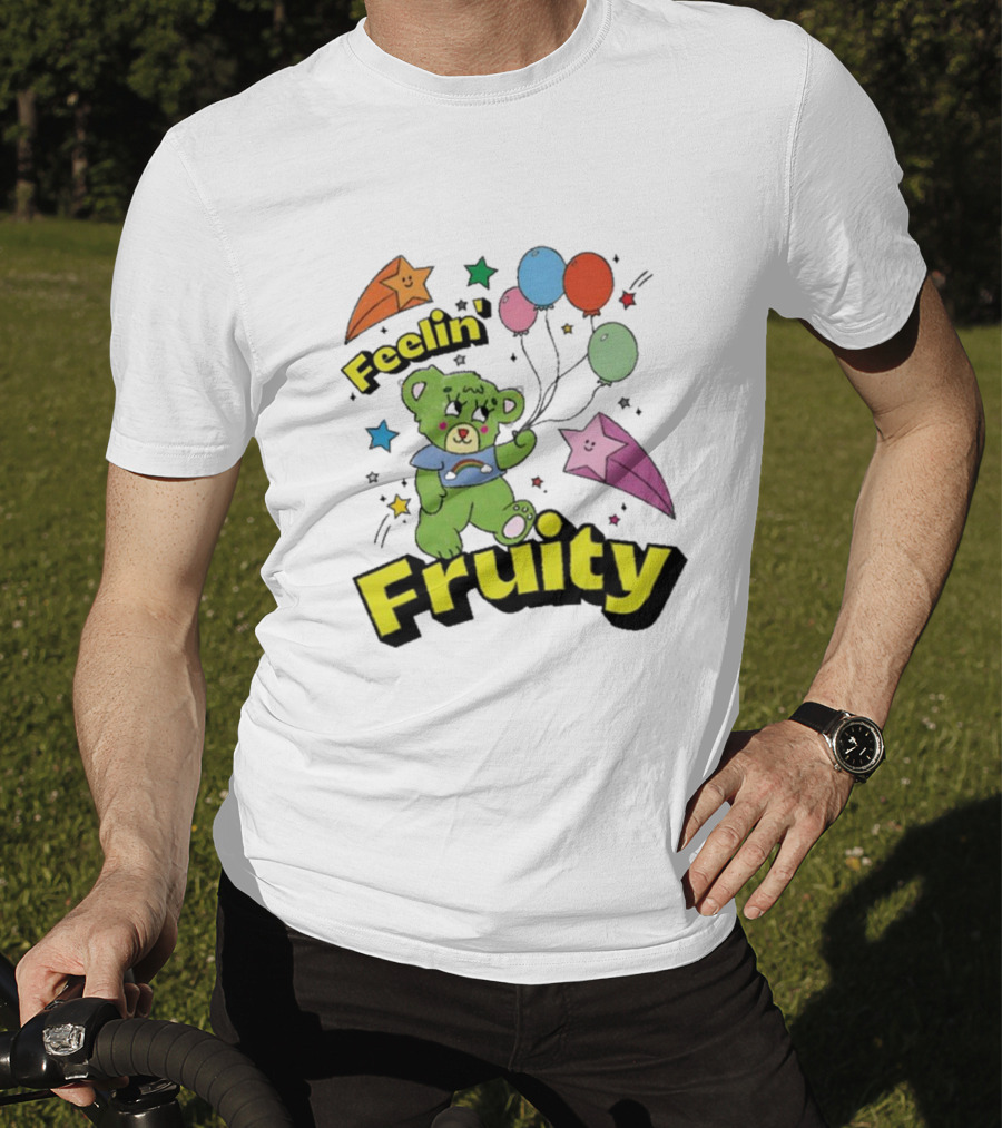 Smile Cult Store Feelin’ Fruity Bear With Balloons And Stars T-Shirt