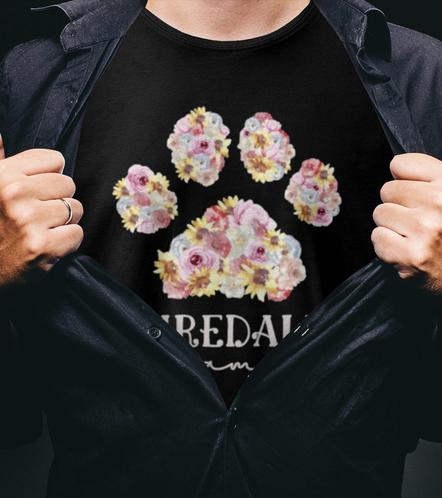 Airedale Mama Floral Paw Dog Mom T-Shirt