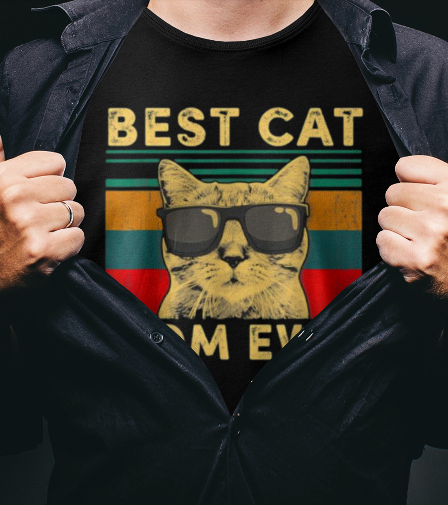 Best Cat Mom Ever Vintage Mother's Day Cat With Sunglasses T-Shirt