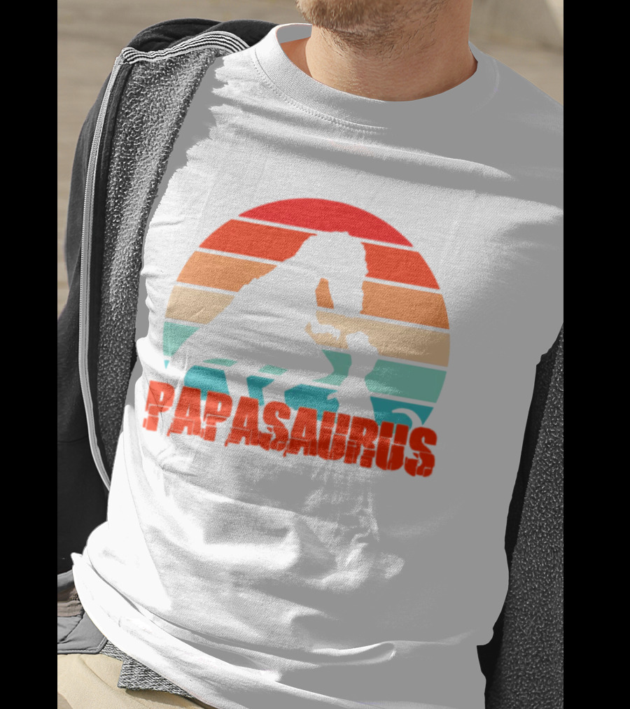 Papasaurus Vintage Father's Day Dinosaur Sunset T-Shirt