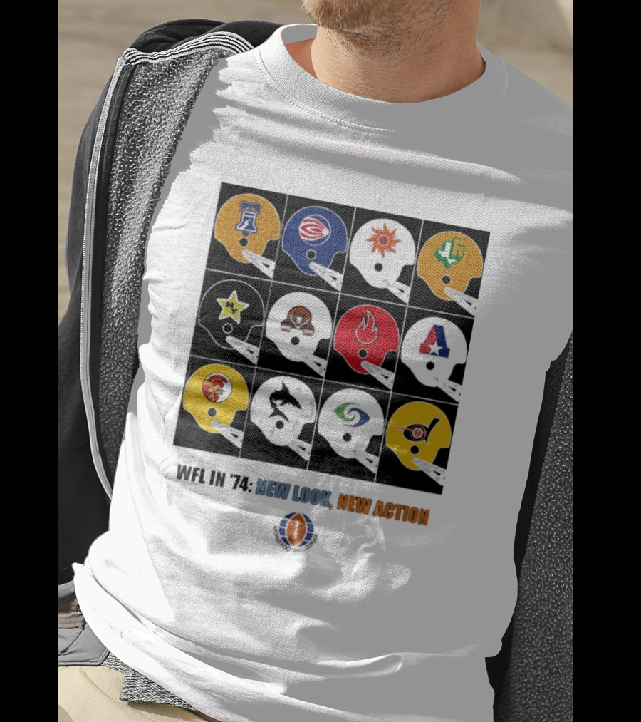 WFL In 1974 New Look New Action World Football League Helmets Collection T-Shirt