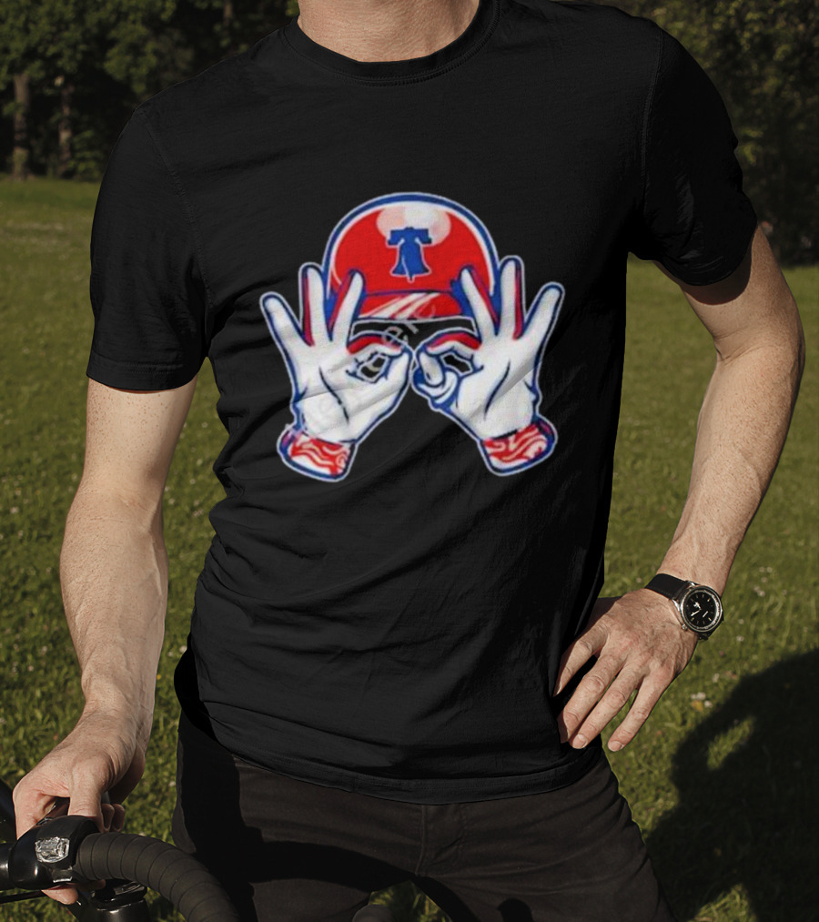 Philadelphia Liberty Bell Baseball Hand Gesture T-Shirt