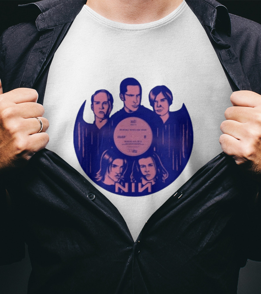 Nin Nine Inch Nails Band Vinyl Record T-Shirt