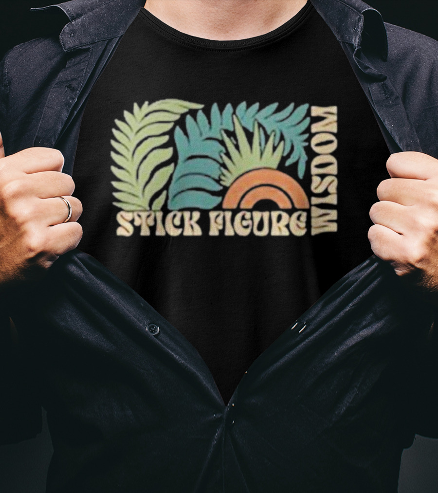 Stick Figure Wisdom Tropical Leaves Rainbow T-Shirt