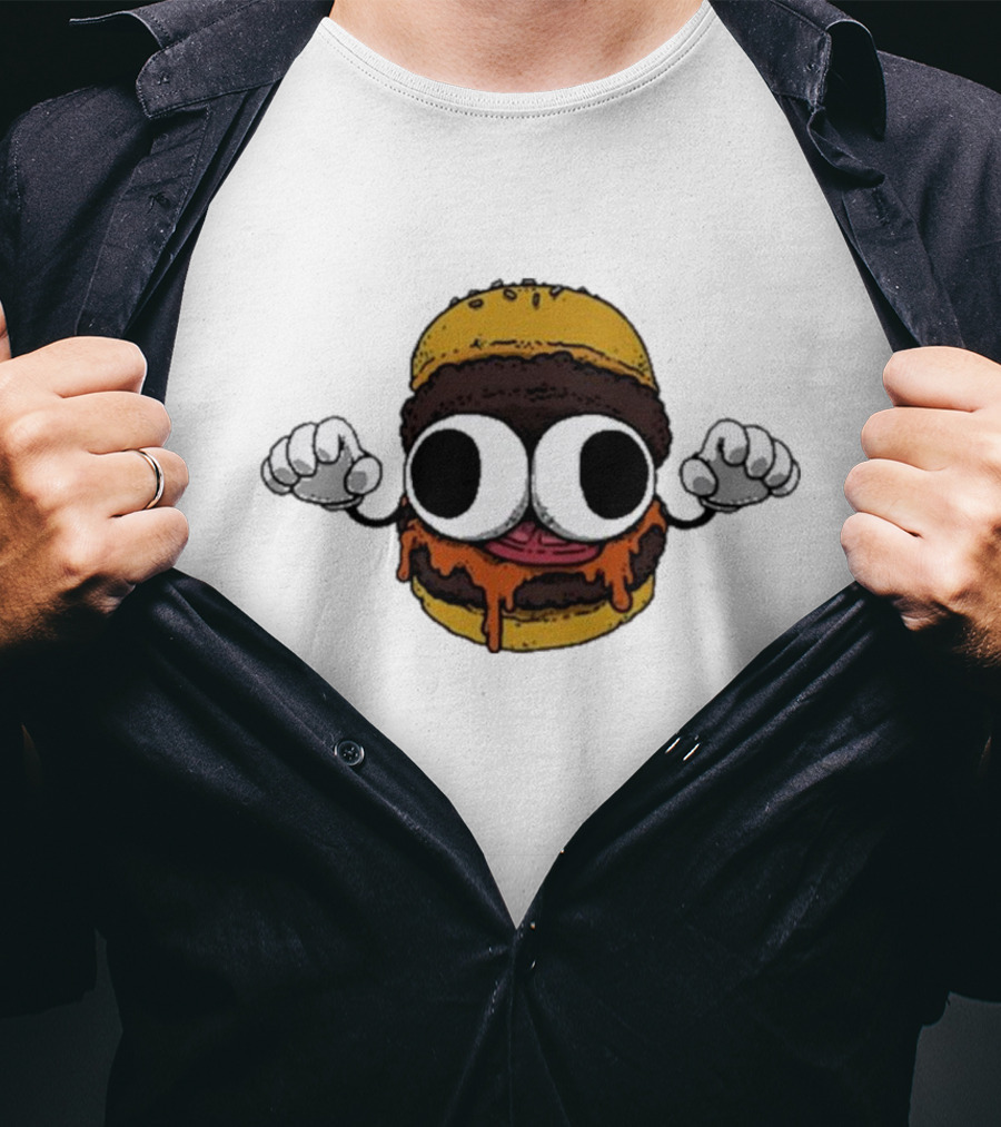 Devolver Digital Burgermon Dripping Cheese Cartoon Character T-Shirt