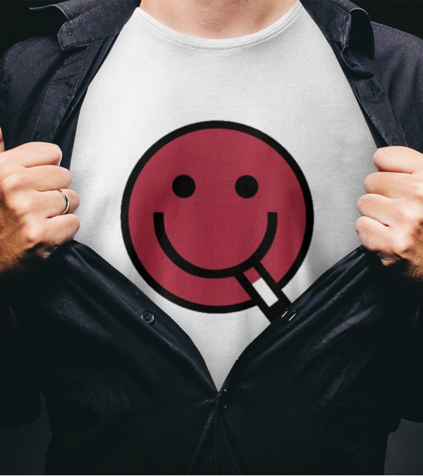 Devolver Digital Cyggy Smiley Face Icon With Cigarette T-Shirt