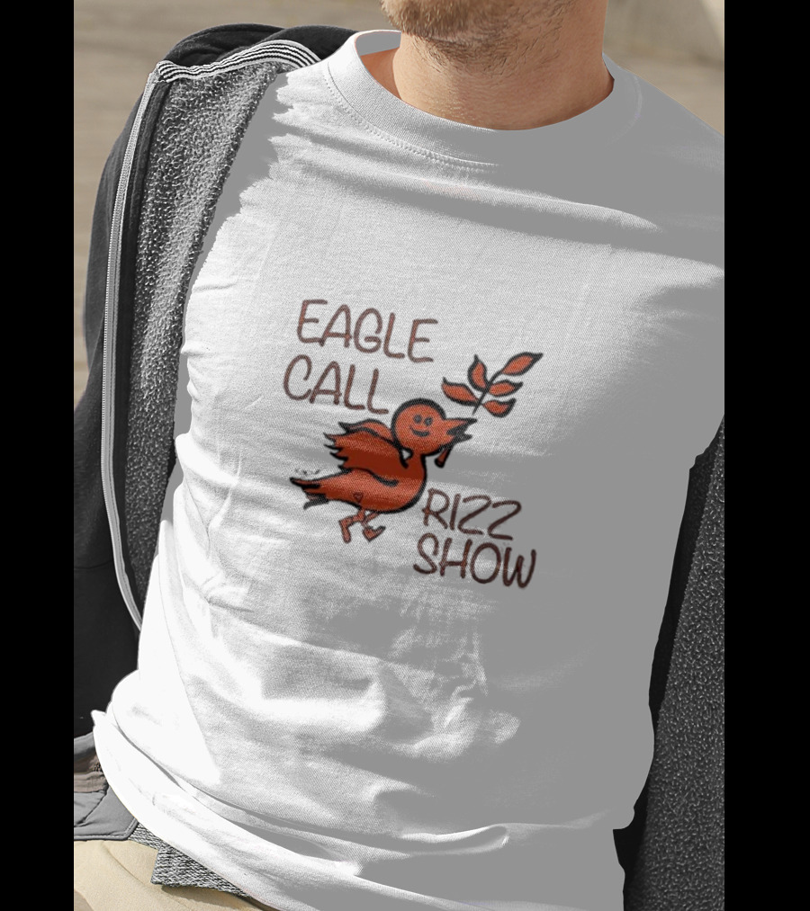 Eagle Call Rizz Show Orange Bird Holding Leaf T-Shirt