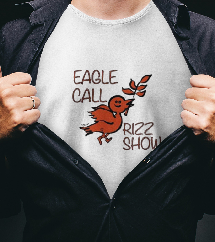 Eagle Call Rizz Show Orange Bird Holding Leaf T-Shirt