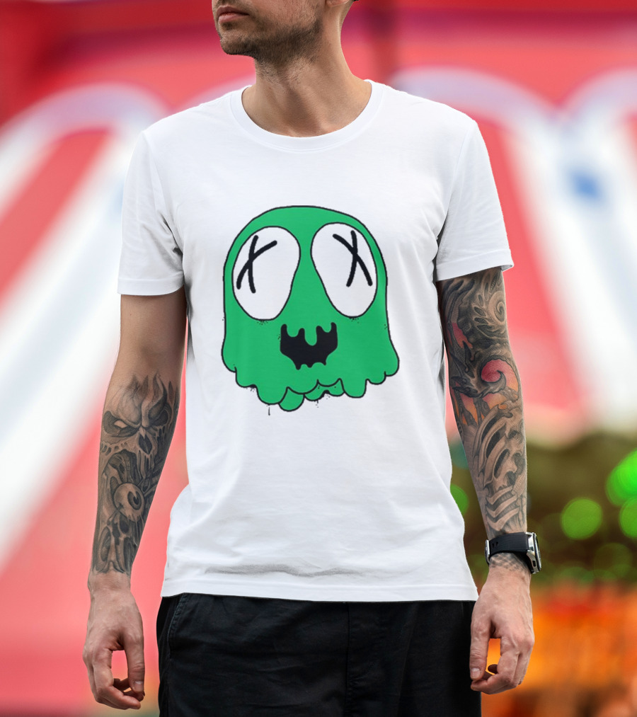 Ghost Sludge Life Green Dripping Skull with Crossed-Out Eyes T-Shirt
