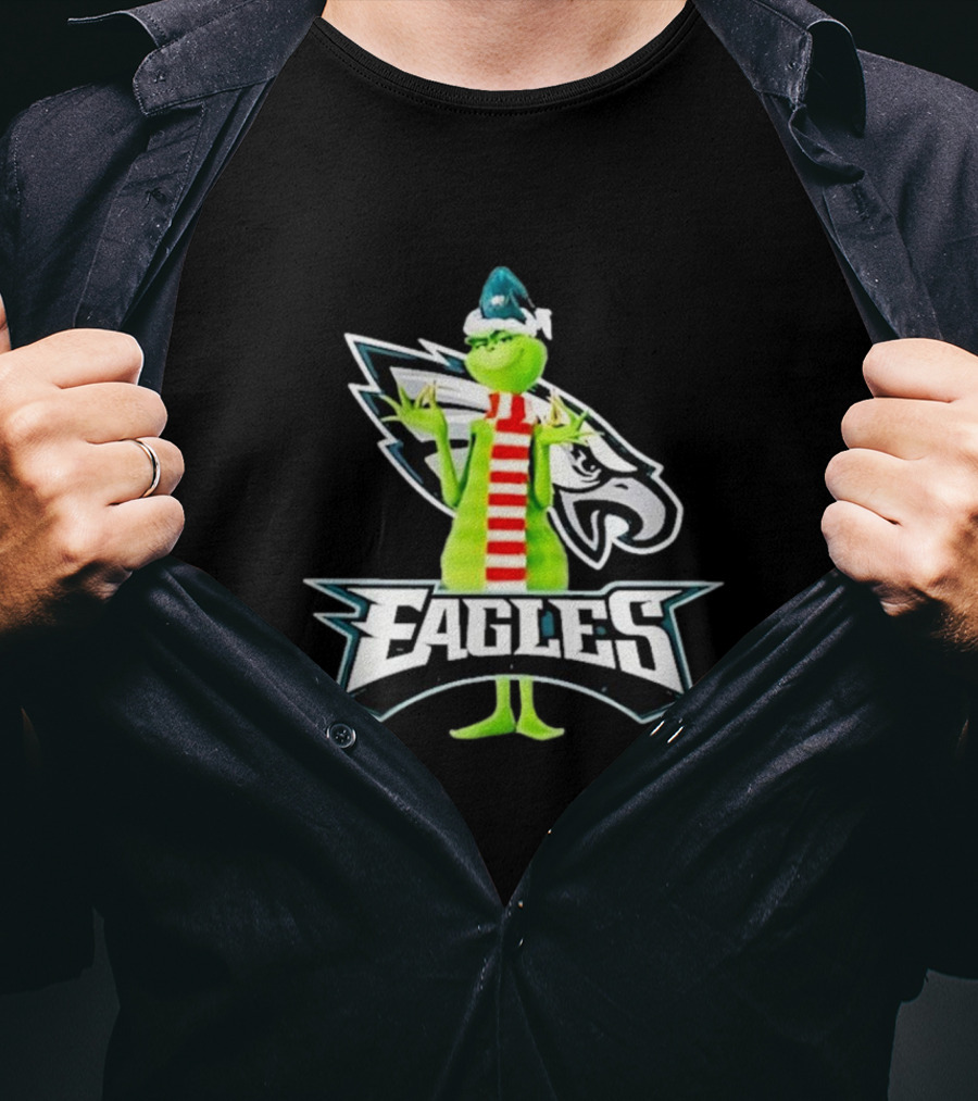 Grinch Philadelphia Eagles NFL Team Logo Combination T-Shirt