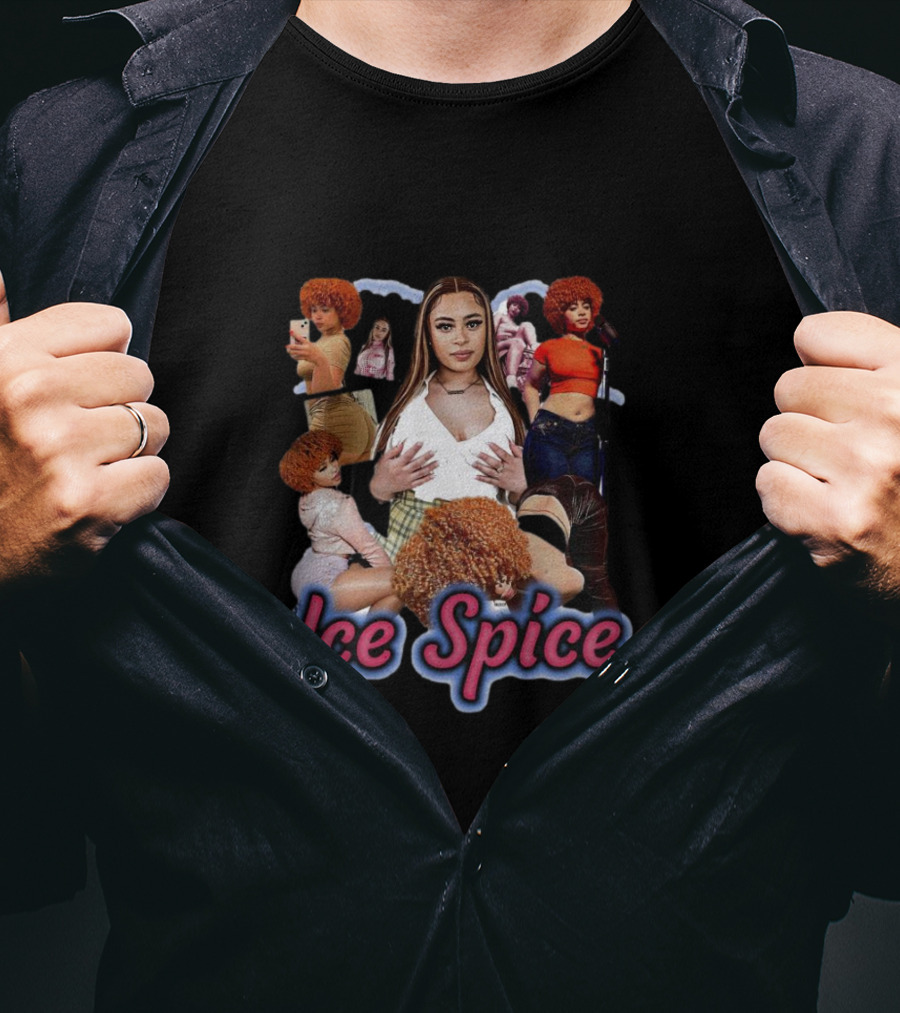 Ice Spice Vintage Hip-Hop Collage Style T-Shirt