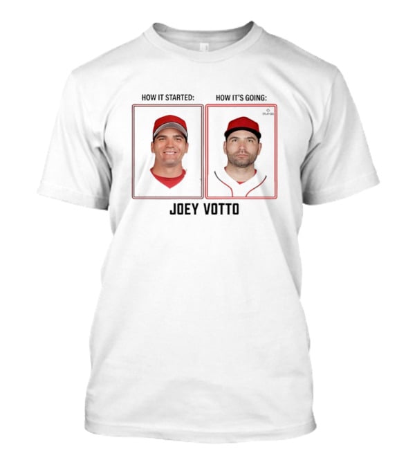 Joey Votto How It Started How It's Going MLBPA Then And Now T-Shirt