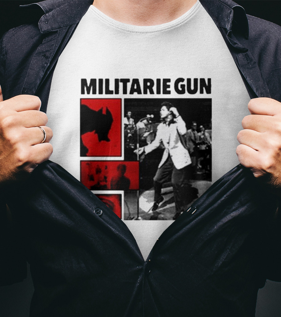 MILITARIE GUN Red Black Collage Performance T-Shirt