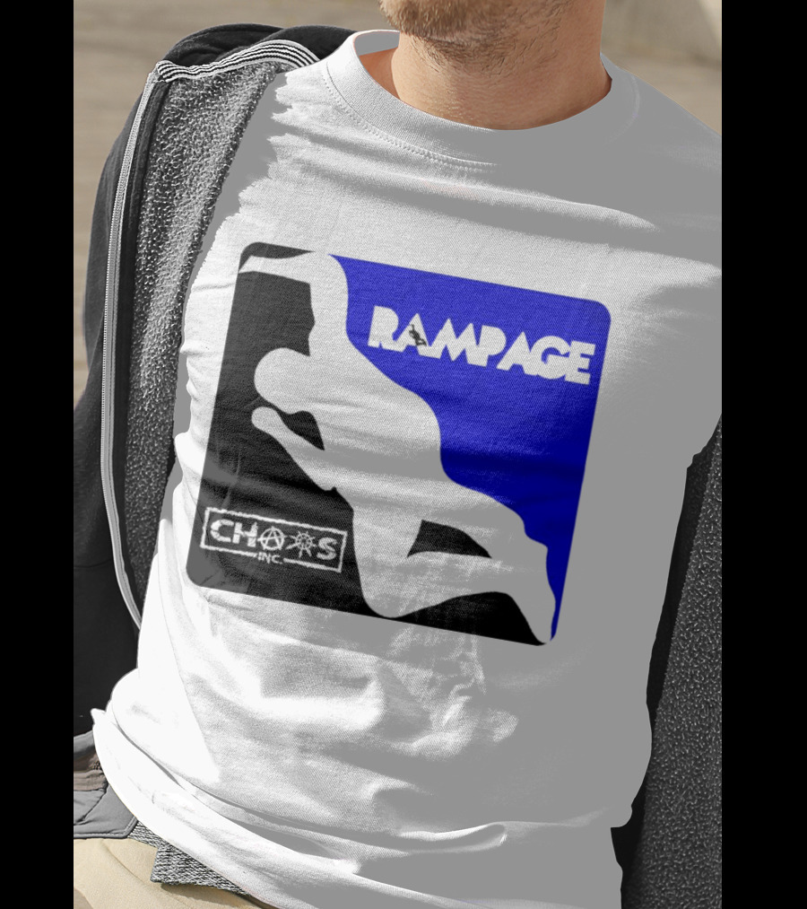 Rampage Chaos Inc Silhouette Blue Background T-Shirt