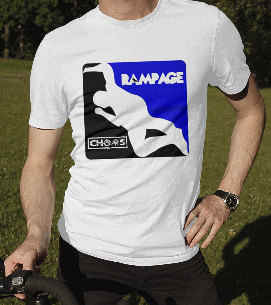 Rampage Chaos Inc Silhouette Blue Background T-Shirt