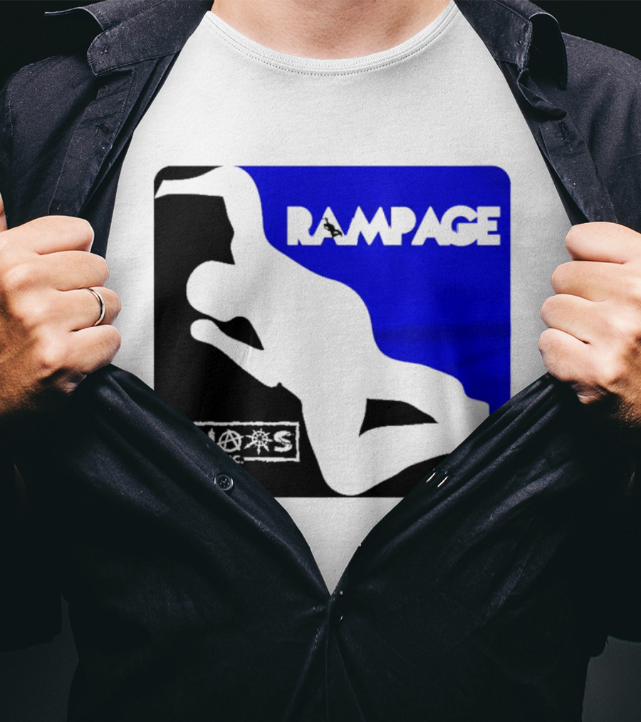 Rampage Chaos Inc Silhouette Blue Background T-Shirt