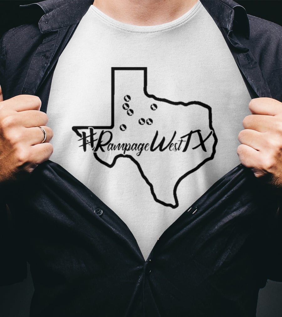 RampageWestTX Texas Map Outline With Bullets T-Shirt