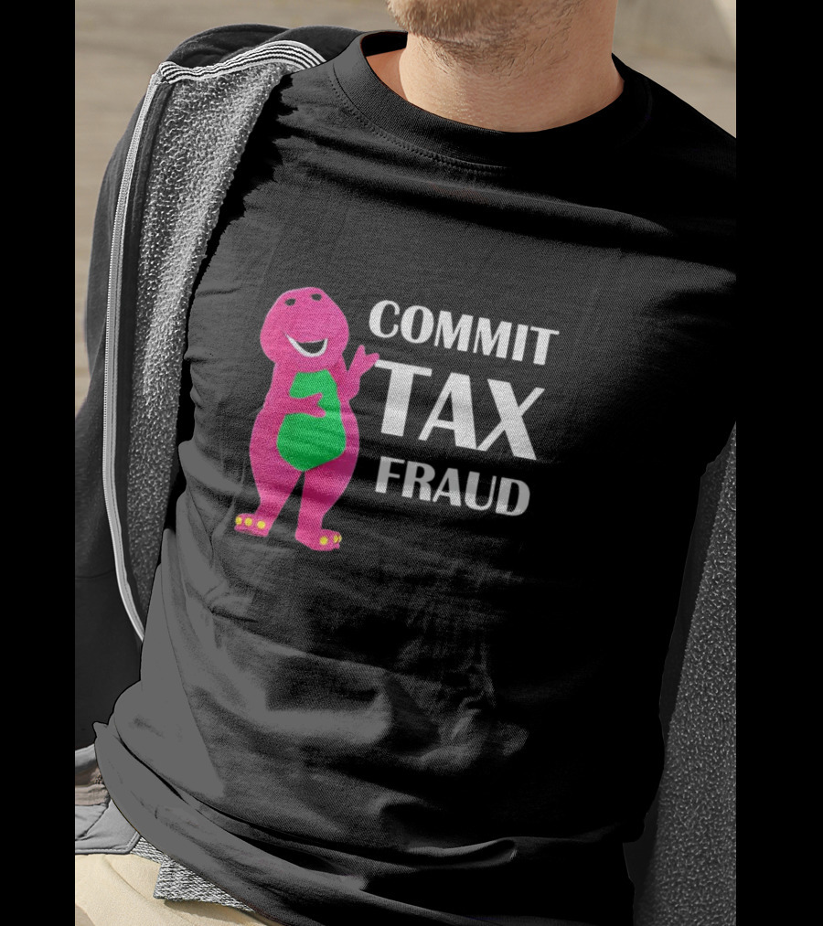 New Limited Commit Tax Fraud Dinosaur T-Shirt